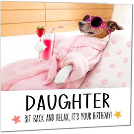 Daughter in Law Birthday Card Funny Dog at a Spa Relaxing - Funny Birthday Cards for Daughter in Law