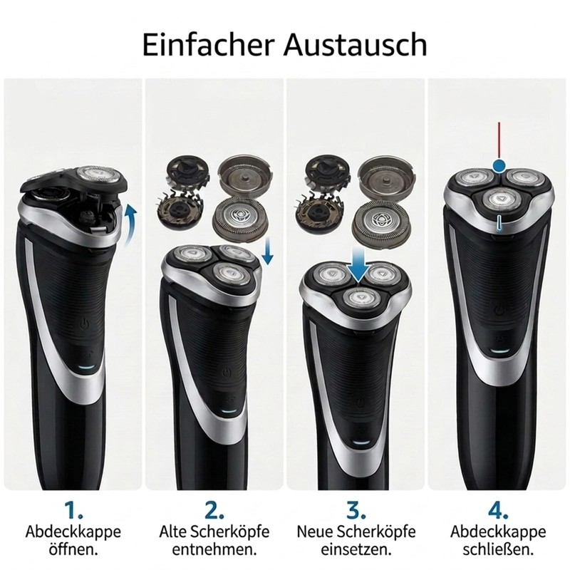 Pack of 6 replacement shaving heads compatible with Philips razors,