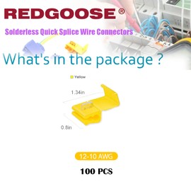 REDGOOSE 100PCS Solderless Quick Splice Wire Connectors, 12-10 AWG Lock Snap Electrical Wire Connector(Yellow)