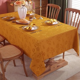 SASTYBALE Fall Table Cloth Rectangle 60 x 102 Inch Jacquard Tablecloth Water Resistant & Wrinkle Free Spillproof Polyester Table Cover for Thanksgiving, Harvest, Holiday, Amber