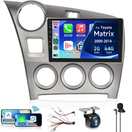 2+64G for Toyota Matrix 2009 2010 2011 2012 2013 2014 Car Radio Wireless Carplay/Android Auto,Android Car Stereo 10.1 Inch Touch Screen GPS Navi WiFi Bluetooth FM/RDS Mirror Link SWC+Backup Camera