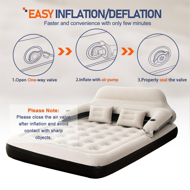 DIMAR GARDEN Queen Size Air Mattress with Headboard and Pillows,