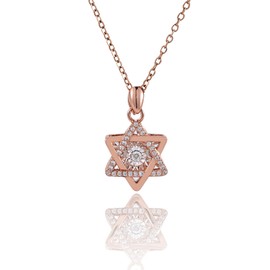 DJSFIRYR Star of David Necklace Adjustable 18K Rose Gold Plated Charm Necklace for Women,Cute Dainty Pendant Necklaces with Charms Set,Hypoallergenic Trendy for Her Mom and Bestie