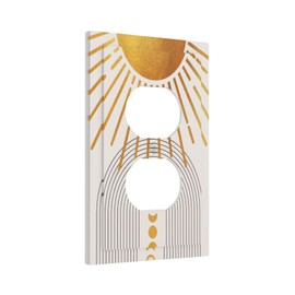 Wjlksjd Boho Gold Sun Light Switch Cover Decorative Outlet Covers Mid Century Bohemia Moon Electric Wall Plate Switchplate Faceplate Outlet Electrical For Bedroom Bathroom Kitchen