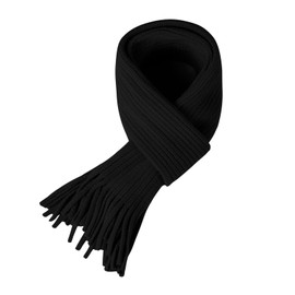 Kids Knit Scarf Winter Fashion Solid Color Toddler Baby Scarves Neck Warmer Tassel Scarf for Boys Girls Black