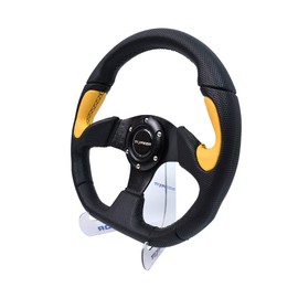 TIYPEOR D-Shaped Racing Adventure Car Steering Wheel 13"/320mm Flat Drift Reinforced Sim Race Steering Wheel PVC with Horn Button