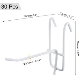 MECCANIXITY Grid Wall Display Hooks Store Garage Storage Wall Organizers 4 Inch White, Pack of 30