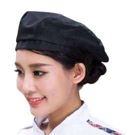 Beret Cook Hat Kitchen Cooking Lab Coat Cool Unisex Solid Mesh Breathable Chef Restaurant Cafe Cook Waiter Cookware Unisex Black 3-5 Working Days Shipped