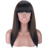Kalyss Black Brown Highlights Wigs with Hair Bangs for Women