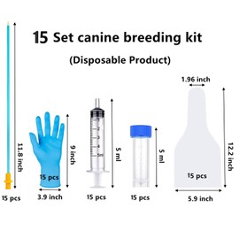 15 Set AI Artificial Insemination Dog Breeding Kit, Canine Breeding Kit, Disposable Canine Artificial Insemination, Dog Insemination Breeder Kit, Canine Breeding Supplies for Large Breeds (11.8 inch)M