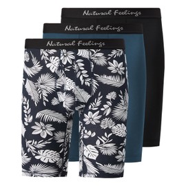 Natural Feelings Mens Underwear Modal Boxer Briefs 9 Inch Long Leg Boxer Briefs for Men Pack Medium