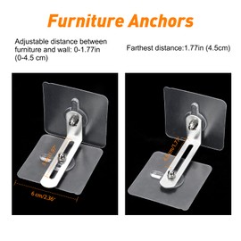 OOTSR 4 Sets of Tilt Protection Furniture for Toddlers, Tilt Protection Furniture Wall Anchor, Anti-Tip Holder for Baby Proofing & Pet Protection, Wall Anchor, Anchor Straps No Drilling