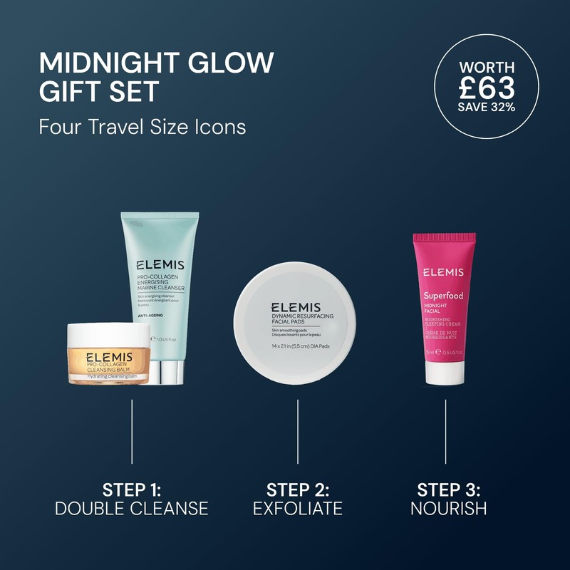 ELEMIS Midnight Glow Skincare Gift Set for Women – Travel