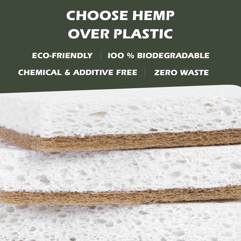 Isshah Plant-Based Kitchen Sponges - Natural, Eco-Friendly, Biodegradable Sisal Hemp