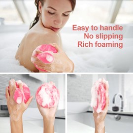 INNERNEED Food-Grade Silicone Body Scrubber Exfoliating & Massaging Shower Brush, More Hygienic Bathing Tool, for All Skin Types, Lathers Well, Longer Service Life (Pink)