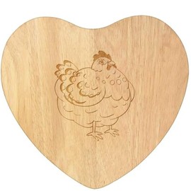 'Chubby Chicken' Wooden Heart Shaped Chopping/Cutting Board (WB00083316)