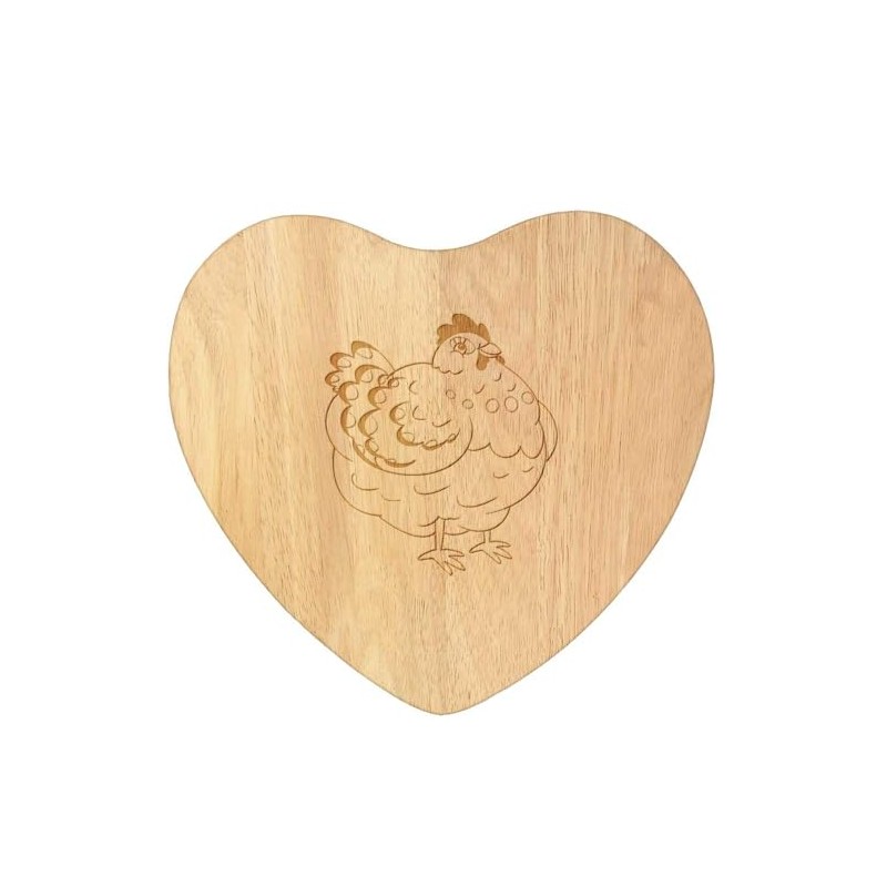 'Chubby Chicken' Wooden Heart Shaped Chopping/Cutting Board (WB00083316)