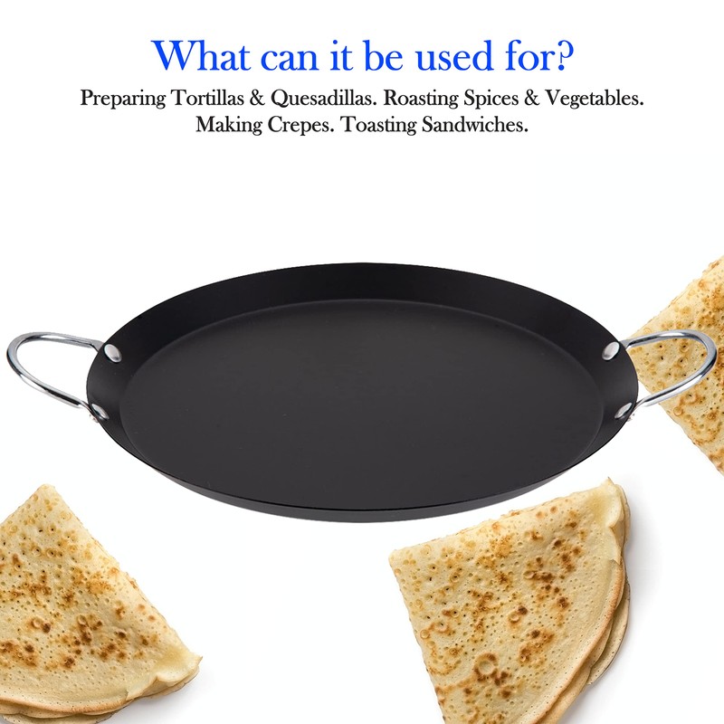 Alpine Cuisine Nonstick Round Comal Griddle 11-Inch - Black Carbon