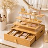 Bamboo Perfume Organizer with Drawer, 3 Tier Makeup Display for