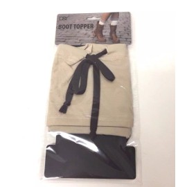 D&Y New Women's Knit W/ Band Beige / Brown BOOT CUFF Leg Warmer Topper USA Seller