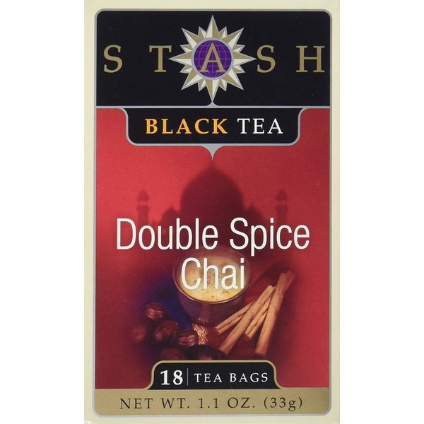 Stash Tea Double Spice Chai Black Tea, 18 Count Tea Bags in Foil (Pack of 2)