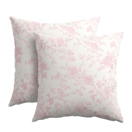 Kawani Pink Floral Pillow Covers 20x20 Inch Set of 2 Light Pink and Cream Chinoiserie Flower Outdoor Decorative Throw Pillows Vintage Rustic Toile Pillowcases Cushion Covers for Couch Home Decor