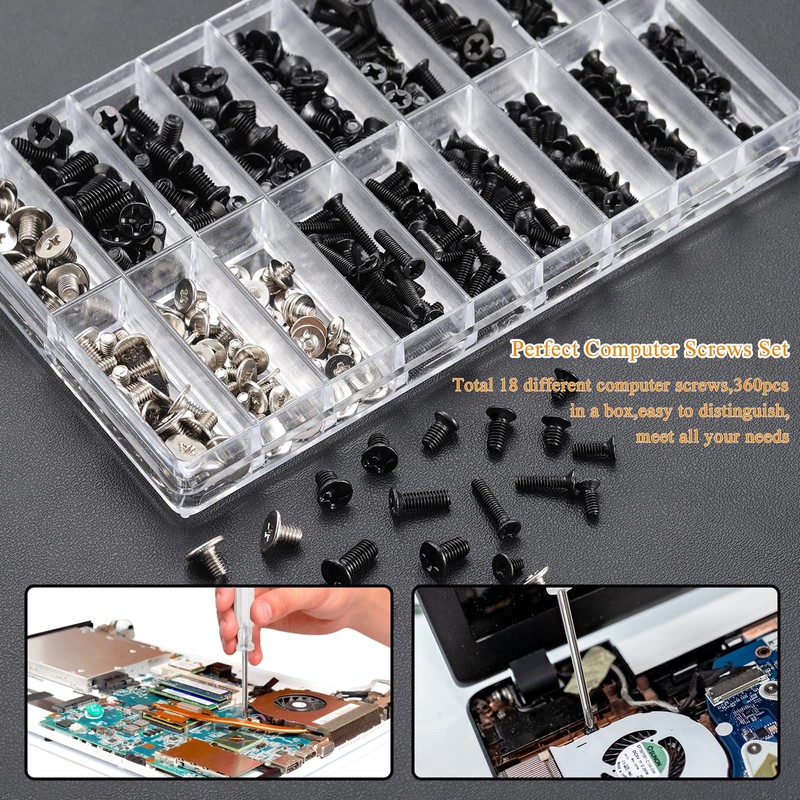 Gueenky 392 Piece Laptop Computer Screws Set, M2 M2.5 M3