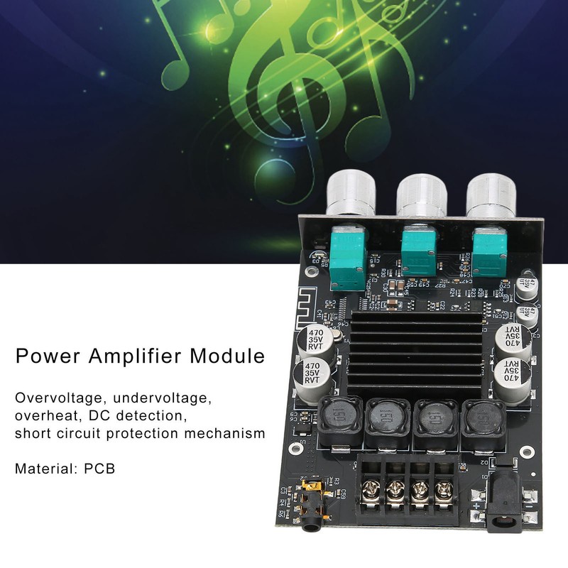 Power Amplifier Module Dual Channel Subwoofer 100Wx2 DC12‑24V BT 5.0