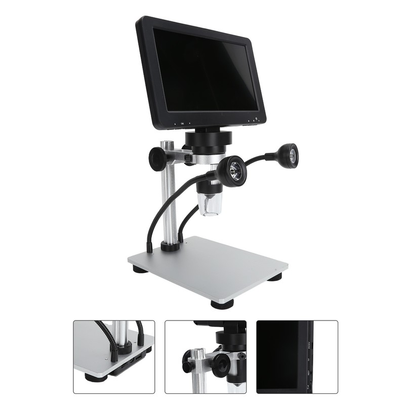 DM9 Digital Microscope 7‑Inch Screen 8 LED Lights Adjustable Brightness