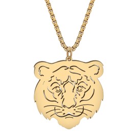 DALANE Stainless Steel Cute Leopard Tiger Necklace 18K Gold-Plated Pendant Cheetah Jewellery Novelty Gifts for Women Girls Charms, Stainless Steel, No Gemstone