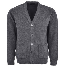 Men Knitted Cardigan Front Opening Button V Neck Winter Warm Long Sleeve Plan Sweater with Pockets Charcoal/L