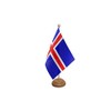 9" x 6" Iceland Icelandic Large Desktop Table Flag With Wooden Base & Pole Ideal For Party Conferences Office Display