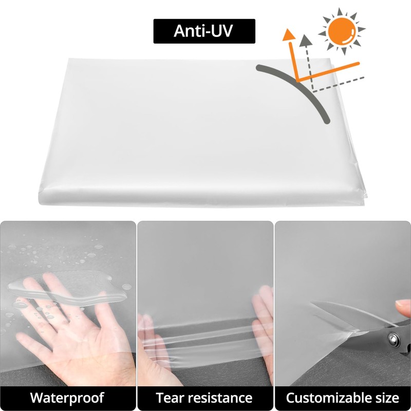 QWORK® 2 x 10M Extra Thick Clear Plastic Sheeting, Waterproof