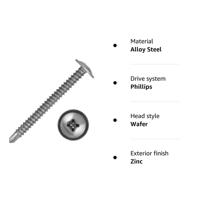 (50, 4.8 x 60mm) Baypole Screws Self Drilling PH2 Wafer