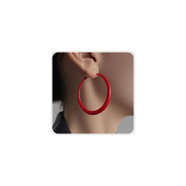 Red Hoop Earrings for Women 80s Hoop Earrings Neon Hoops Earring Colorful Matte Large Round Loop Earring 80s 90s Neon Jewelry for Women Accessories (red)