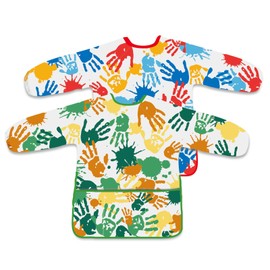 BOUBONI 2 Pcs Kids Art Smock Long Sleeve with 3 Pockets Toddler Art Smock for Art Painting Activity Kitchen Crafts