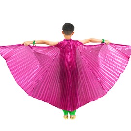 Baisdan Kids Isis Wings (Wings + Stick+ Carrying Bag) Belly Dance Performance Costumes Angel Wings for Girls Rose red