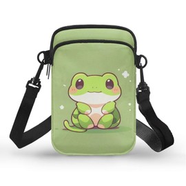 Showudesigns Cute Frog Cell Phone Purses for Women Cross Body Bag Small Over Shoulder Handbag Pouch Travel Wallet Purse Teen Girls School Travel Organizer Change Storage Bag