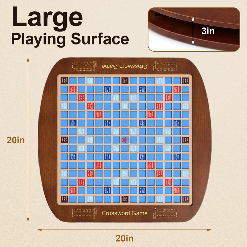 Deluxe Wooden Word Board Game, Extra Large 20" x 20"