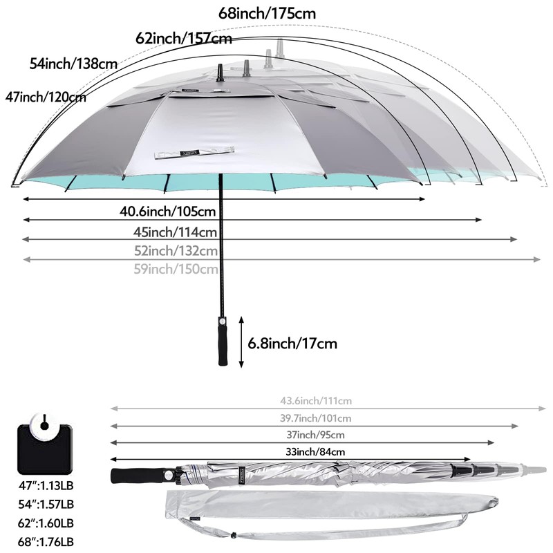 G4Free 47 inch UV Protection Golf Umbrella, Auto Open Vented