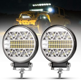 BUNKER INDUST 4 Inch LED Light Pods, 2 Pcs Round Tractor Work Light, Spot Flood Driving Small Light Bar, Waterproof for Truck Equipment Vehicle Pickup UTV ATV Golf Cart