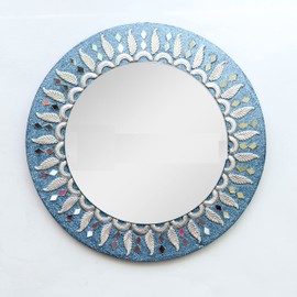 Hind Handicrafts Runder Wandspiegel aus Holz, 24,1 cm, kleiner, runder Spiegel, rustikaler Akzentspiegel für Badezimmer, Eingang, Esszimmer und Wohnzimmer