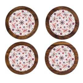 HASTA LA RAIZ | Juego de 4 Portavasos artesanales, Coasters Hechos a Mano. Modelo: Tenango Blanco