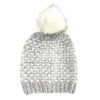 Thingimijigs Ladies Knitted Beanie Hat with Fluffy Faux Fur Pompom