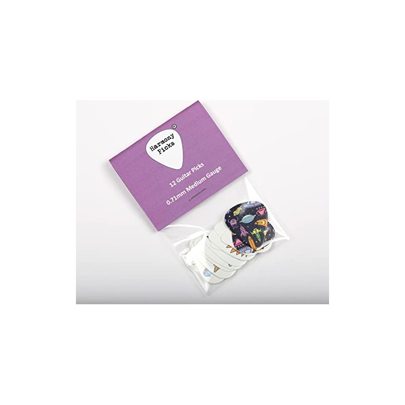 12 Cartoon Space Alien Guitar Plectrums - Harmony Picks