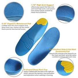 Plantillas ortopédicas para niños, plantillas de soporte de arco alto para niños, plantillas de zapatos de gel para niños, inserciones de zapatos de p