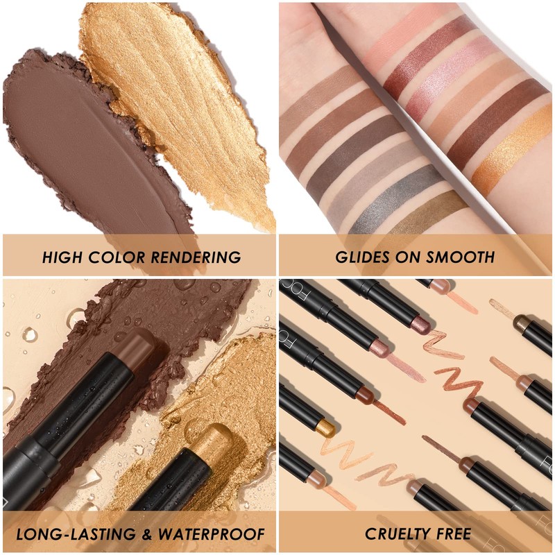 FOCALLURE (2 Pcs 2 in 1 Eyeshadow and Eyeliner Pen,Waterproof
