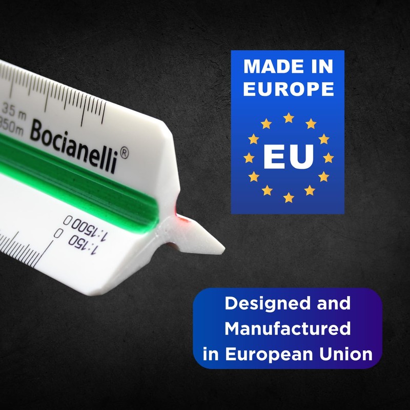 Bocianelli Scale Ruler 30 cm Plastic Triangular Scale Ruler 1:20