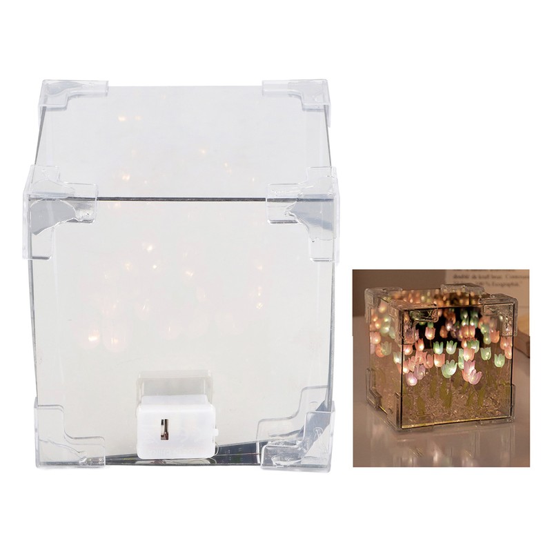 2 in 1 Tulip Cube Mirror Lamp LED Decorative Night