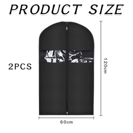 EOWVISN 2 Piece Clothing Dust Cover, Non-Woven Hanging Garment Bag, Suit Dust Cover, Garment Bag With Pockets, Foldable Storage Bag, Travel Garment Bag, Hand Suit Bag
